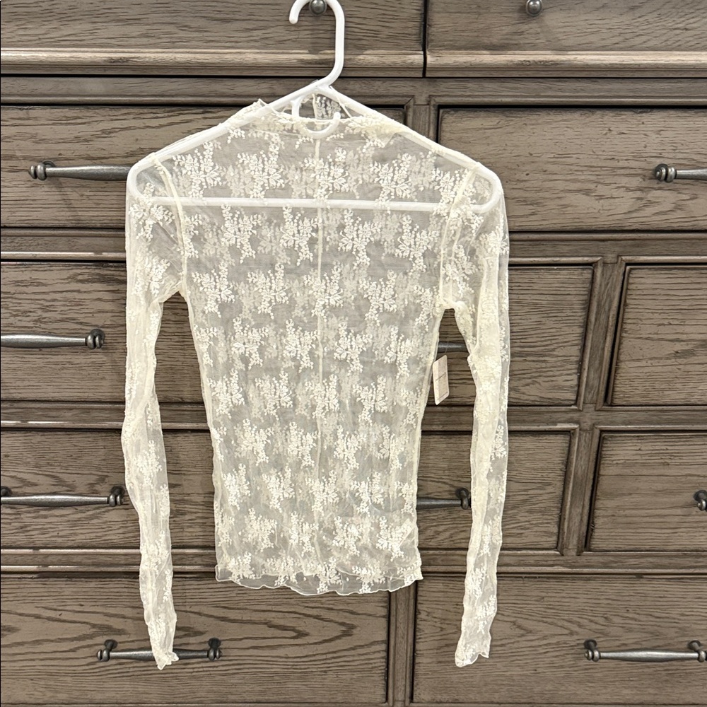 Free People Sheer Lace Blouse - Cream